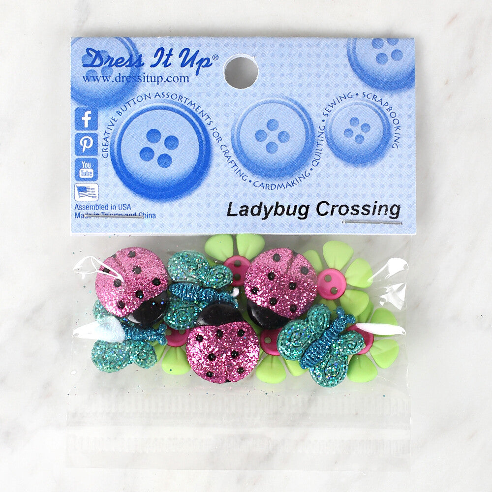 Dress It Up Creative Button Assortment, Ladybug Crossing - 9385