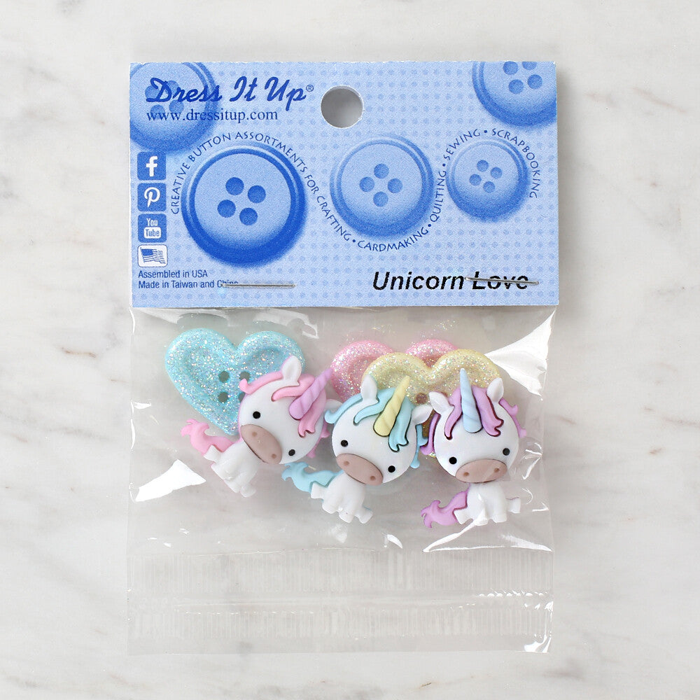 Dress It Up Creative Button Assortment, Unicorn Love - 10276