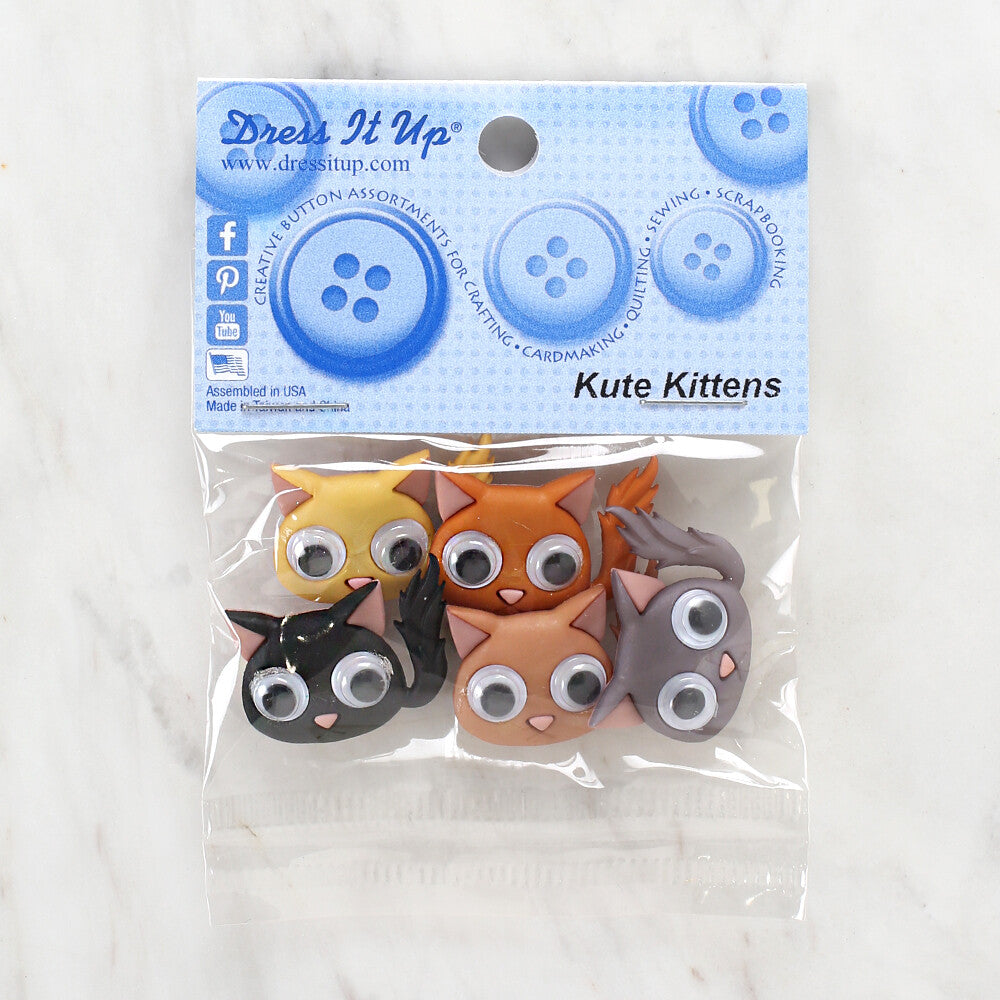 Dress It Up Creative Button Assortment, Kute Kittens - 10279