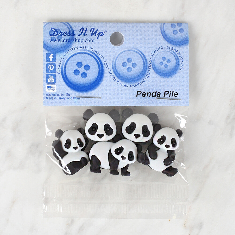 Dress It Up Panda Creative Button Assortment, Panda Pile - 10421