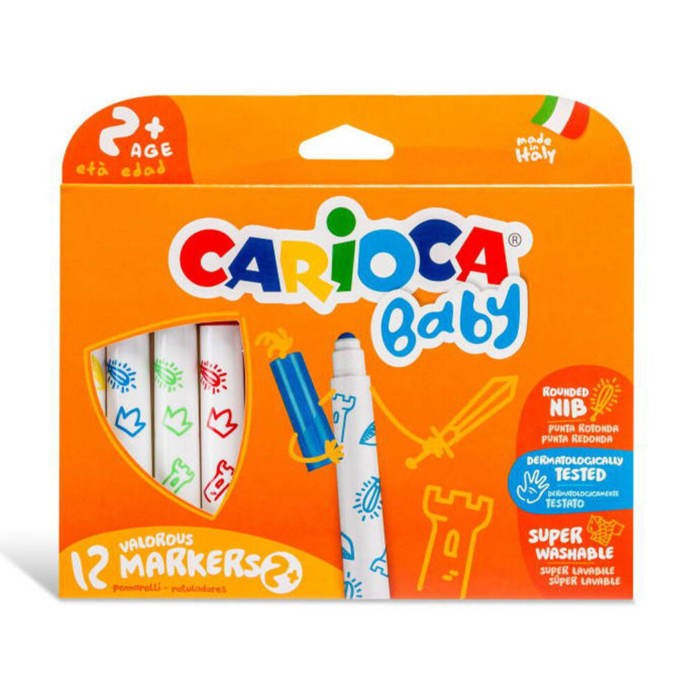 Carioca Jumbo Baby 12 pcs Super Washable Valorous Markers - 42814