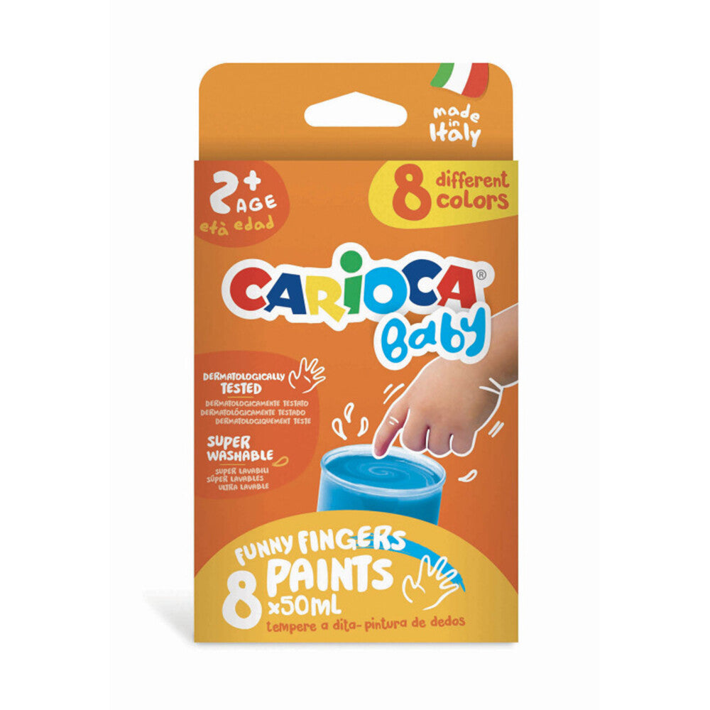 Carioca Baby Funny Fingers 8 pcs 50 ml Super Washable Finger Paint 2+ Age - 43174