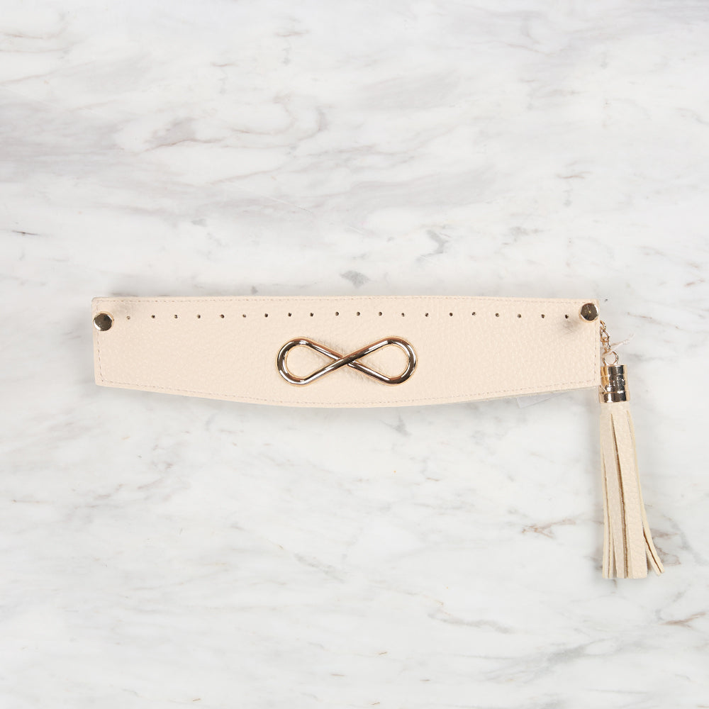 Knitme Stitched Buckle Bag Mouth 25x6 cmCream BA-0070