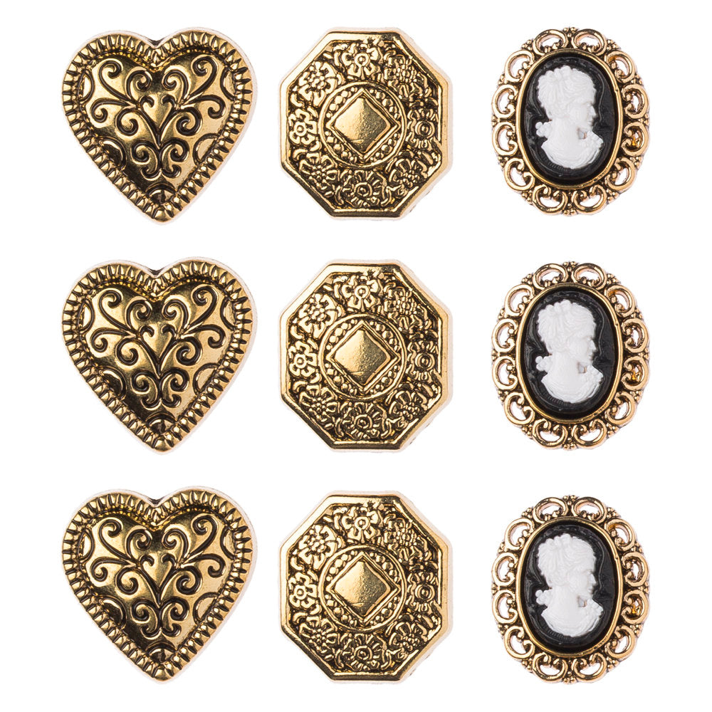 Buttons & Galore Decorative Baby Button, Vintage Gold