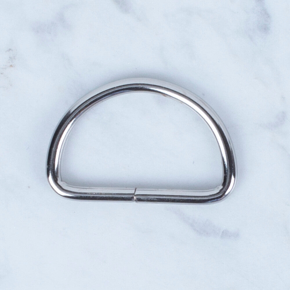 Loren Silver Metal D-Shaped Ring for Handbags or Belts in 4, 3.2 cm