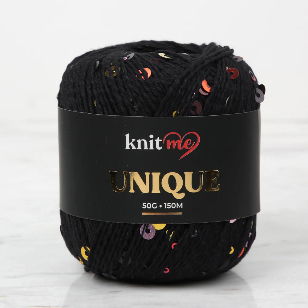 Knitme UNIQUE Hand Knitting Yarn, Black - 25