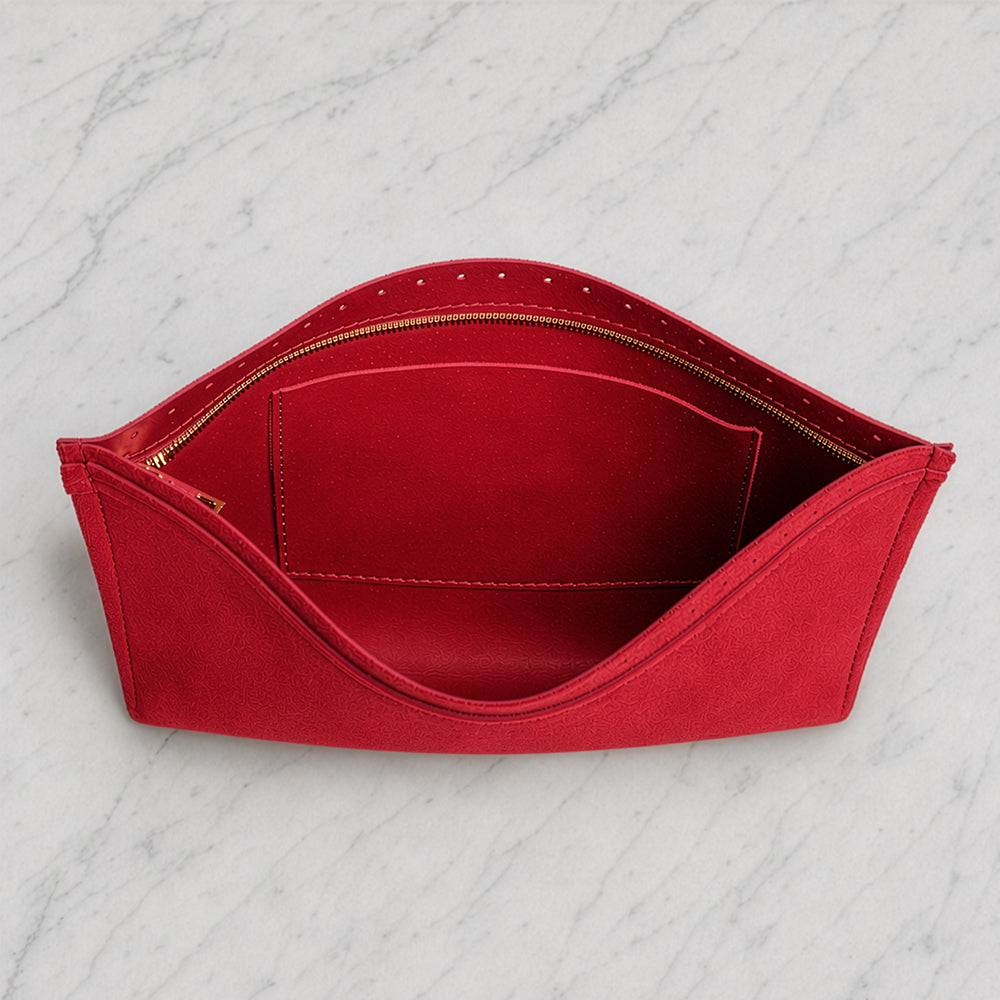 Knitme Knitted Leather Bag Lining Red 35*25 cm - BA-0154