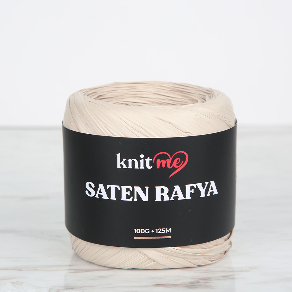 Knitme Satin Raffia Yarn, Light Beige - 1