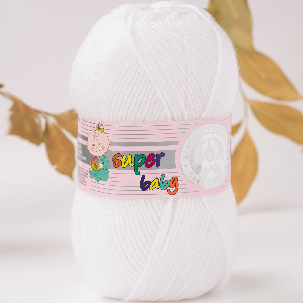 Madame Tricote Paris Super Baby Knitting Yarn, White - 100-1758