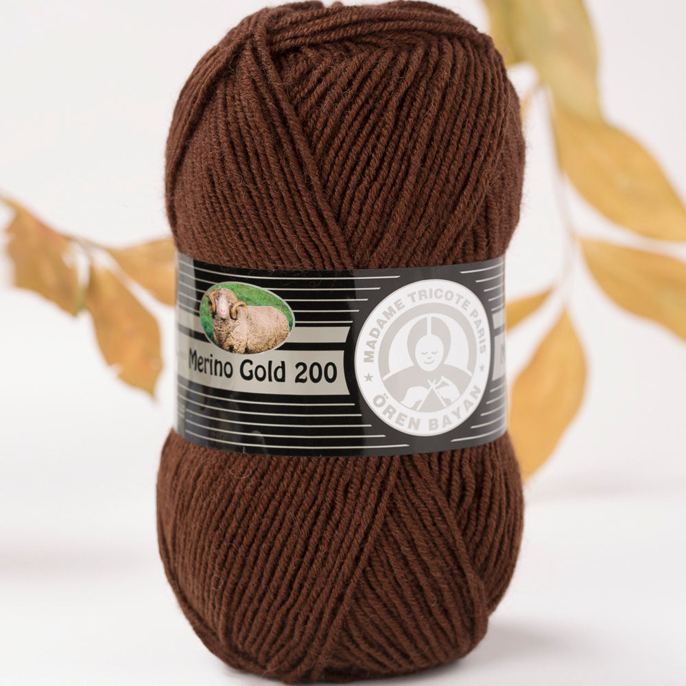 Madame Tricote Paris Merino Gold 200 Knitting Yarn, Brown - 83-1842