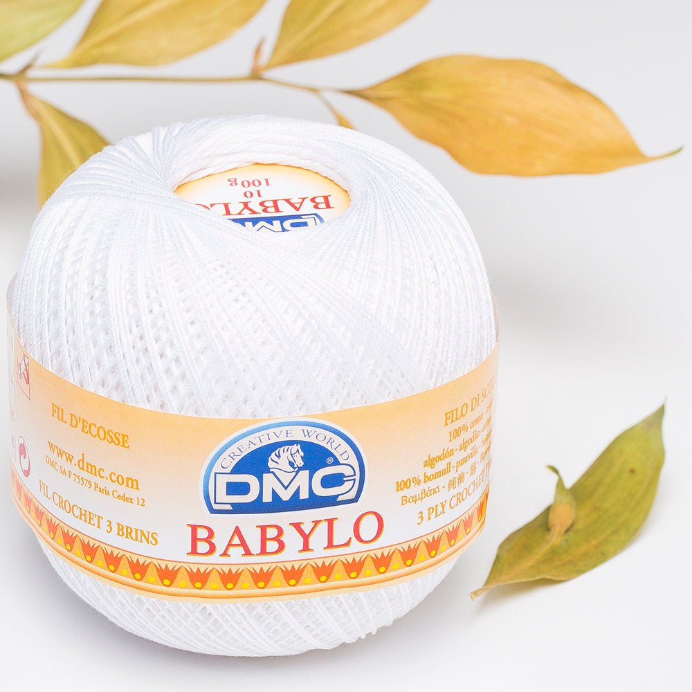 DMC Babylo 100g Cotton Crochet Thread No:10, White - B5200