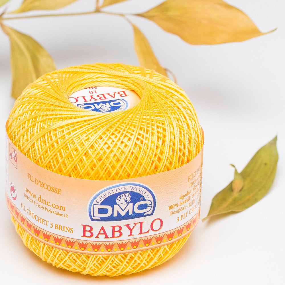 DMC Babylo 50gr Cotton Crochet Thread No:10, Yellow - 743