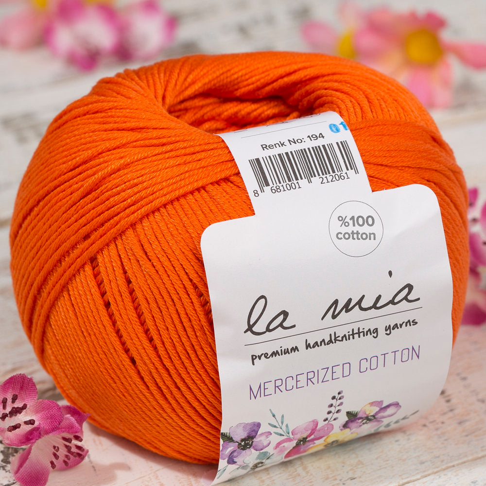 La Mia Mercerized Cotton Yarn, Orange - 194