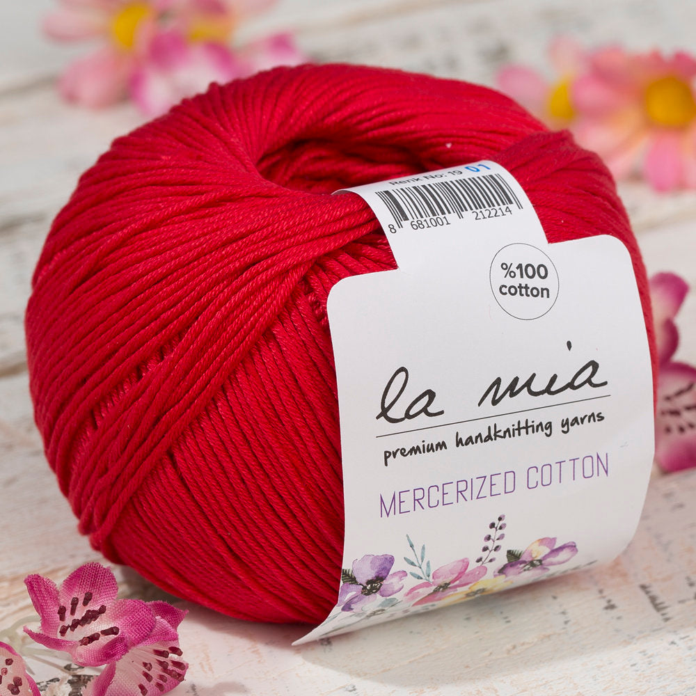 La Mia Mercerized Cotton Yarn, Red - 19