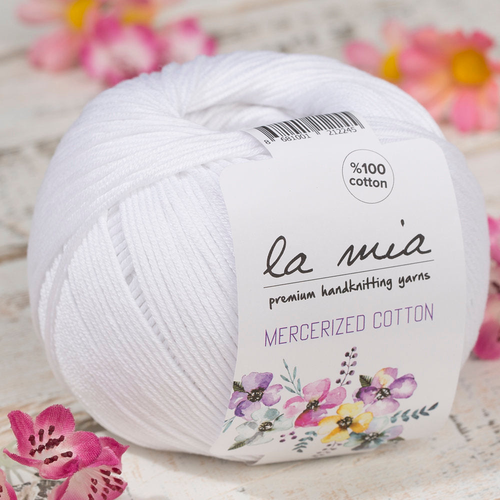 La Mia Mercerized Cotton Yarn, White - 2