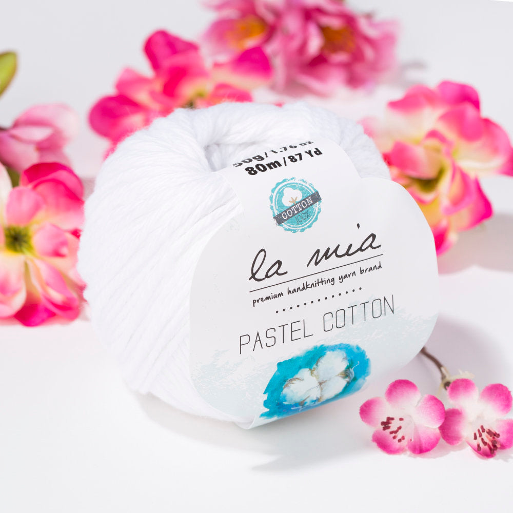 La Mia Pastel 100% Cotton Yarn, White - L001