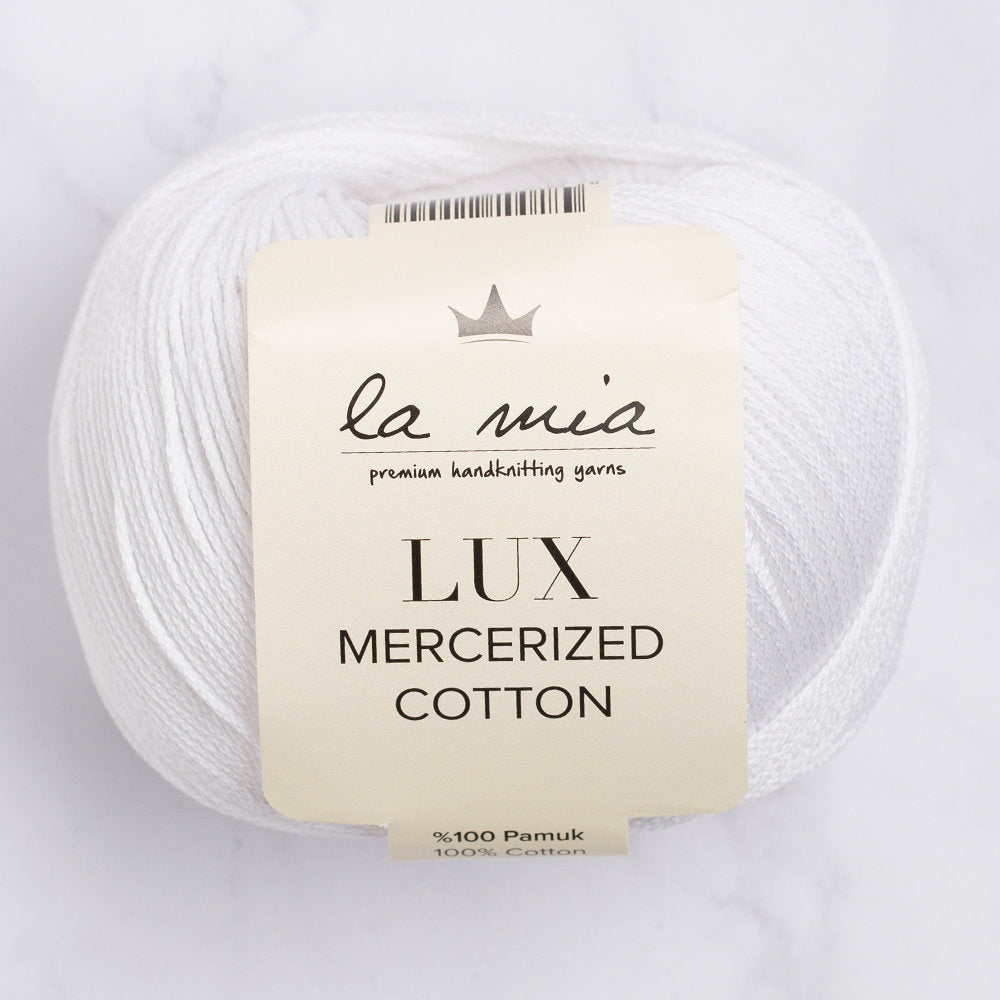 La Mia Lux Mercerized Cotton Yarn, White - 2