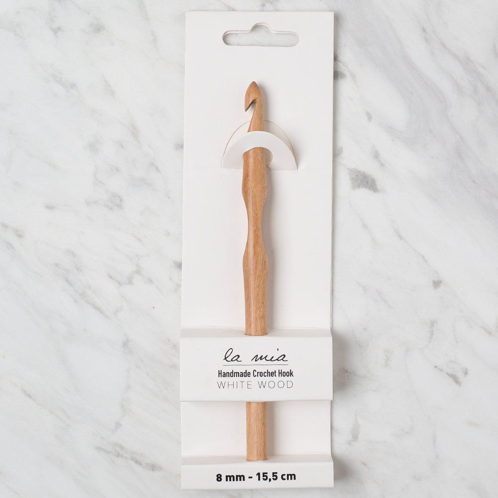 La Mia Whitewood 8 mm 15.5 cm Wooden Crochet Hook