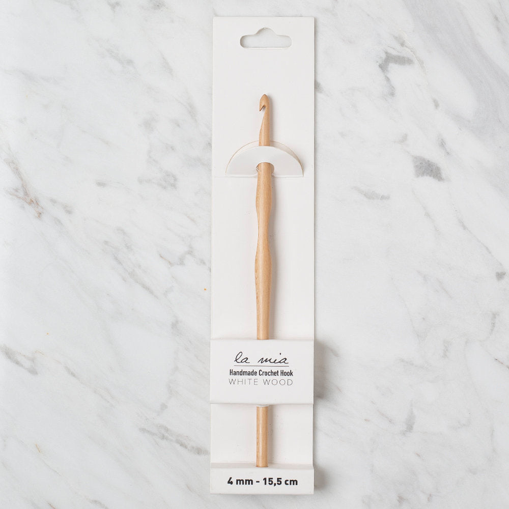 La Mia Whitewood 4 mm 15.5 cm Wooden Crochet Hook