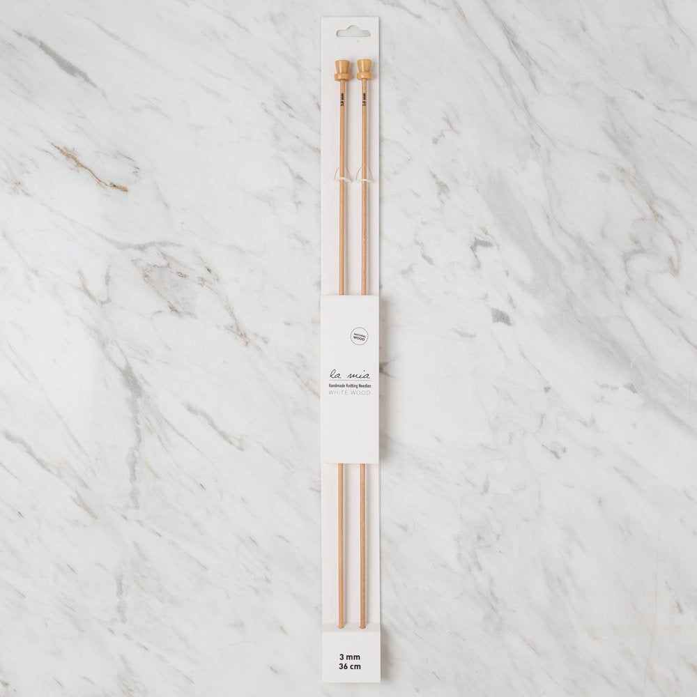 La Mia Whitewood 3 mm 36 cm Wooden Knitting Needle