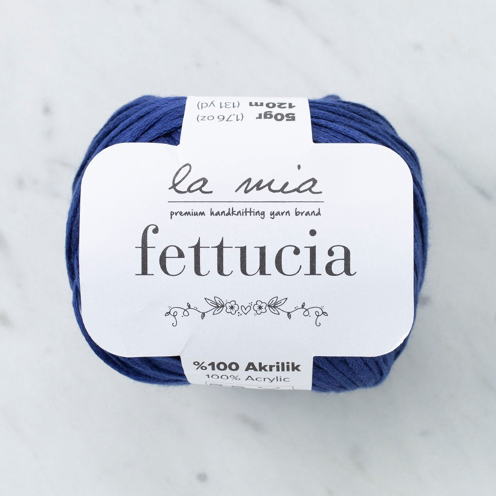 La Mia Fettucia 6 Skeins Yarn, Navy Blue - L023