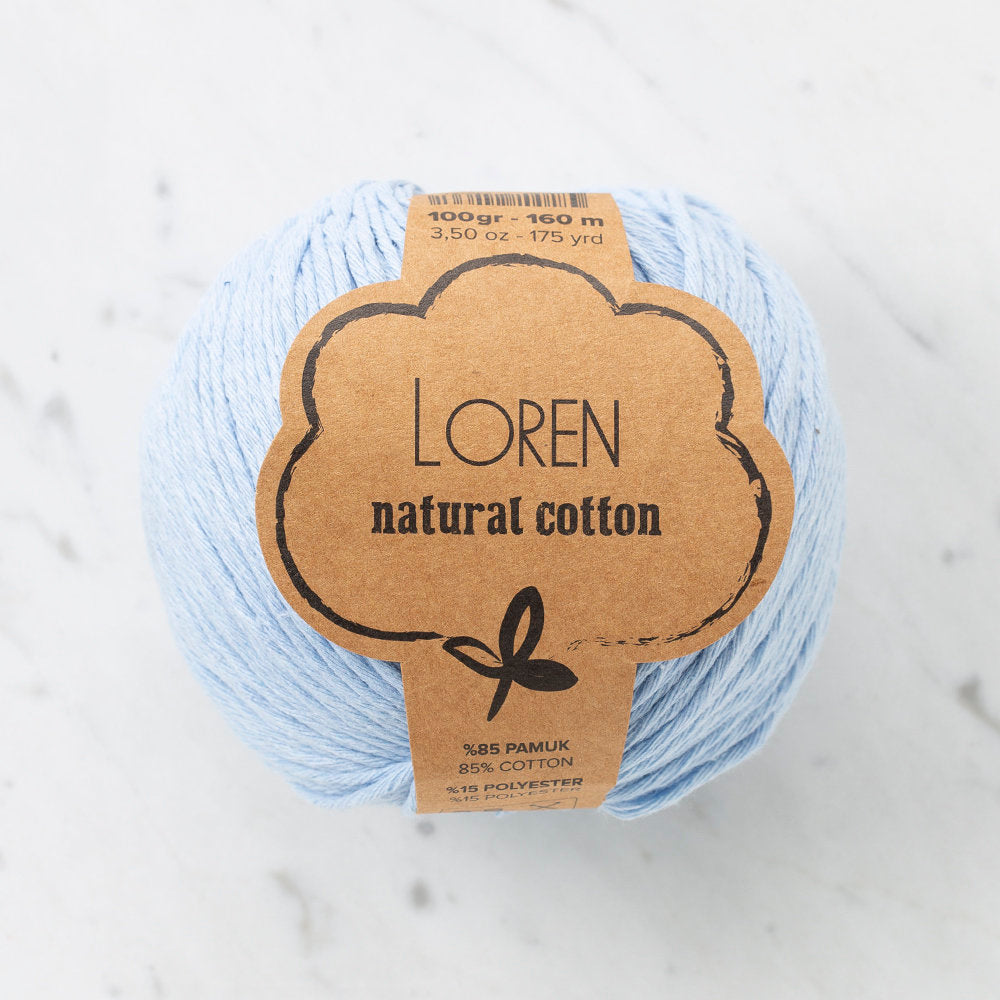 Loren Natural Cotton Yarn, Baby Blue - R090