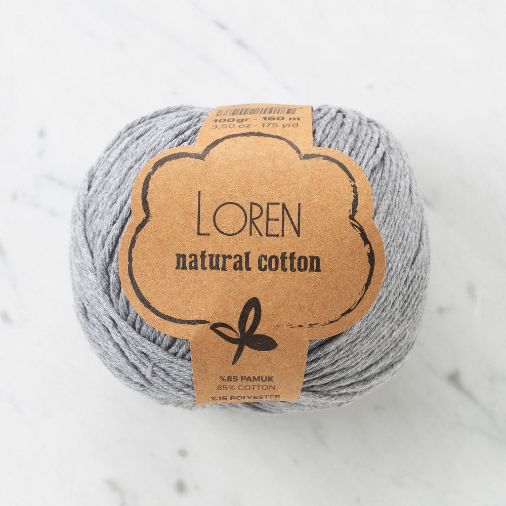Loren Natural Cotton Yarn, Grey - R079
