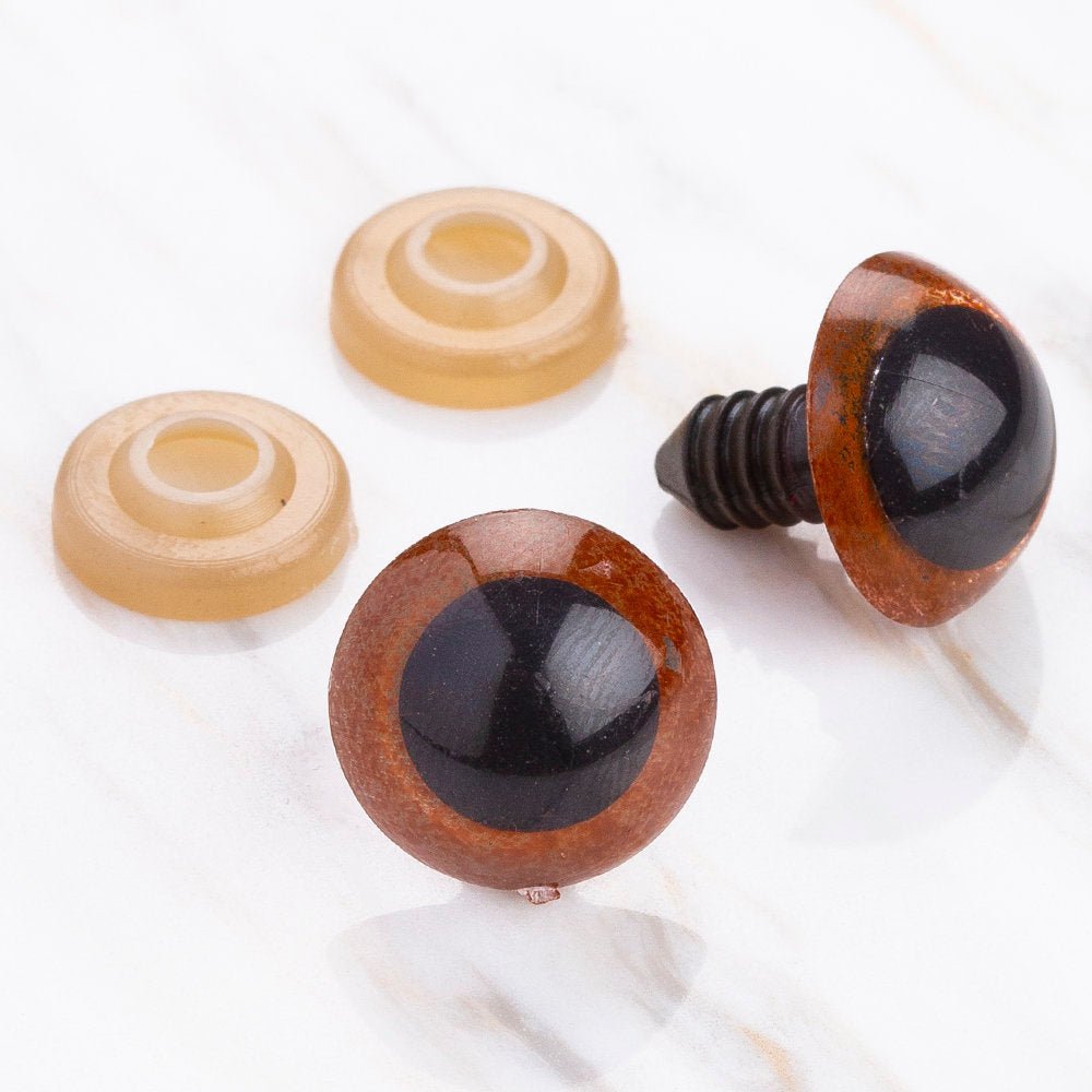 Loren 15 mm 5 Pairs Amigurumi Safety Plastic Eyes, Brown