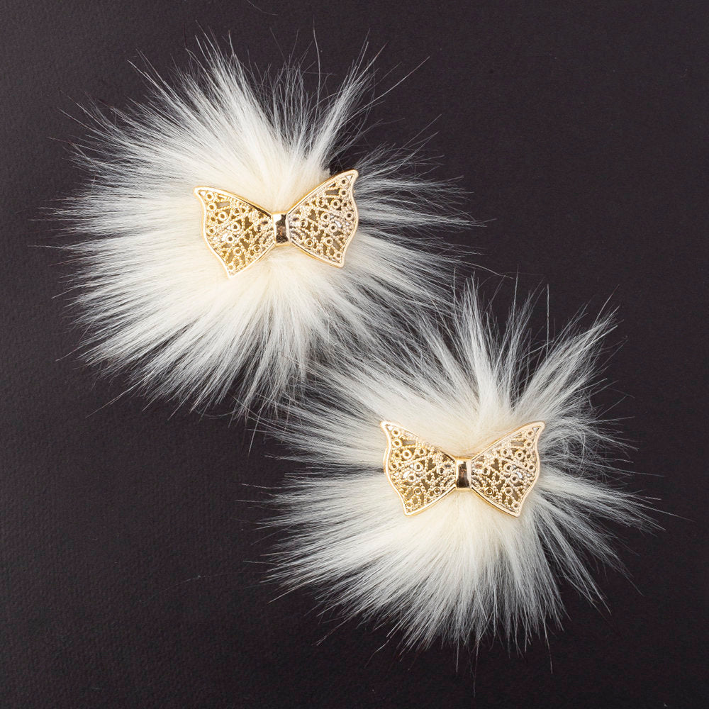 Loren 2 Pcs Faux Fur Fluffy Shoe Clip, Cream