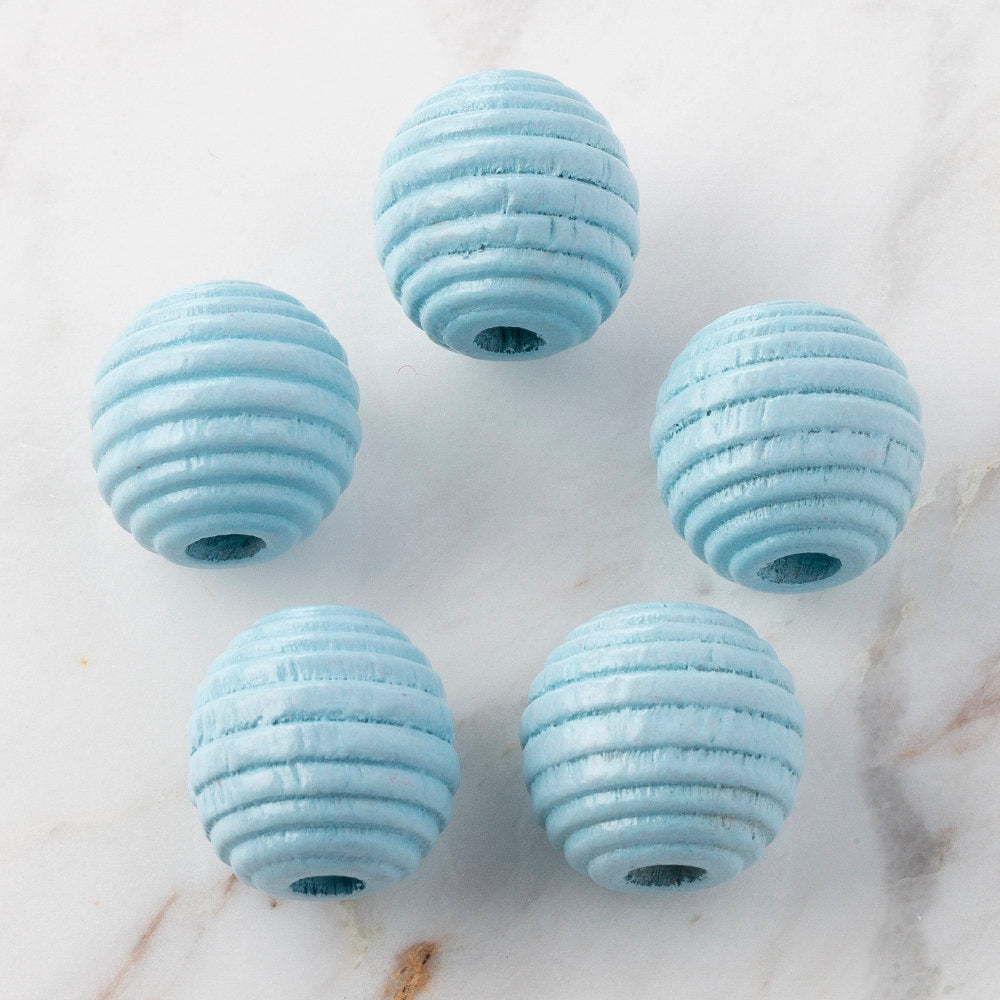 Loren 5 pcs Honeycomb Shaped Wooden Bead, Blue