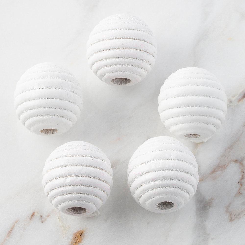 Loren 5 pcs Honeycomb Shaped Wooden Bead, White