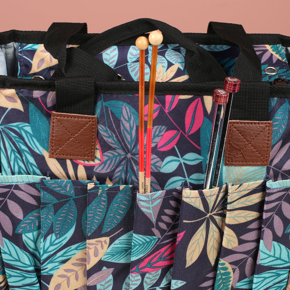 Nas Knitting Bag, Navy Blue Floral
