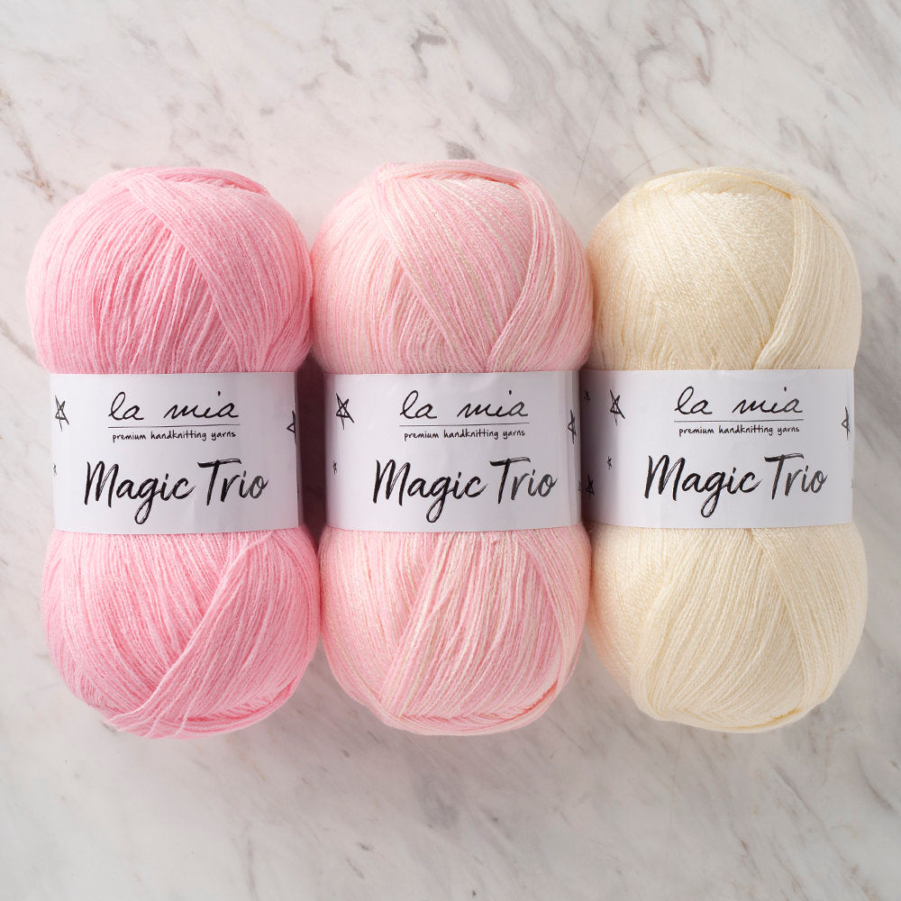 La Mia Magic Trio 3 Skein Set Yarn, Cream-Pink - LM002