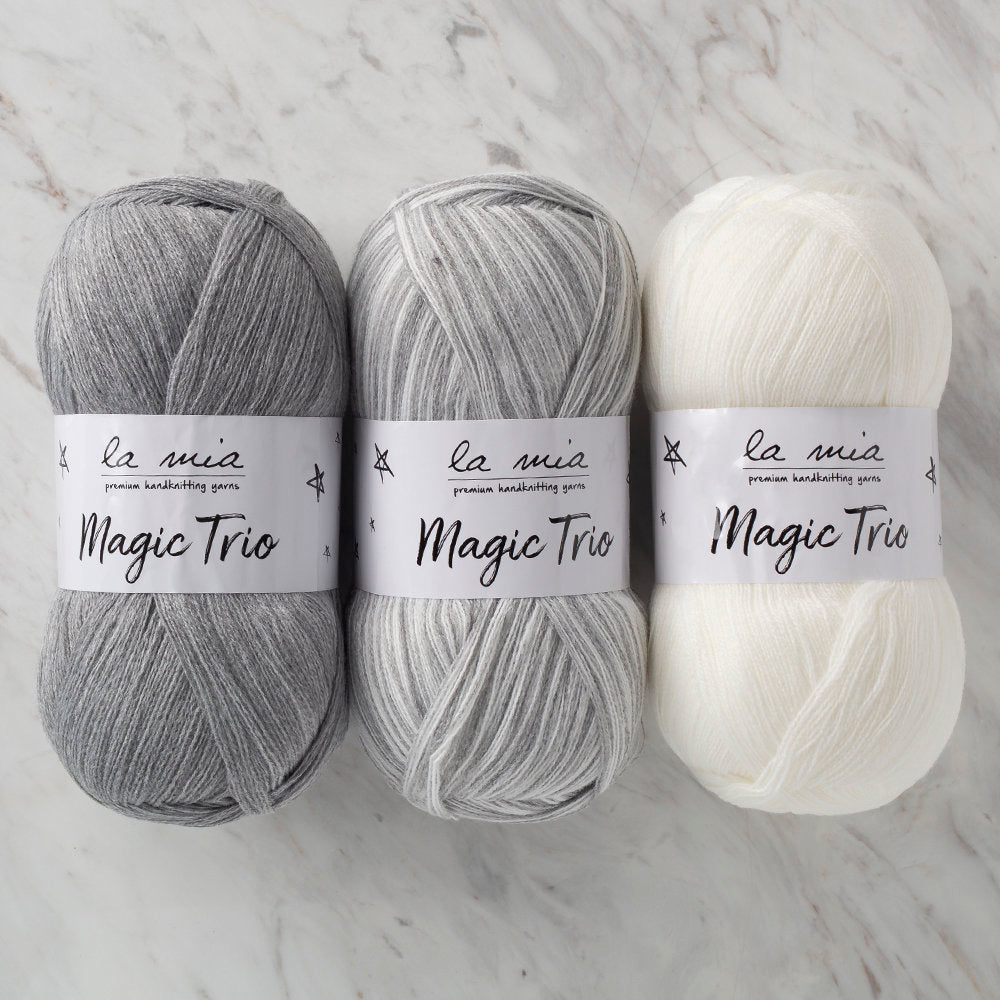 La Mia Magic Trio 3 Skein Set Yarn, Grey-White - LM015