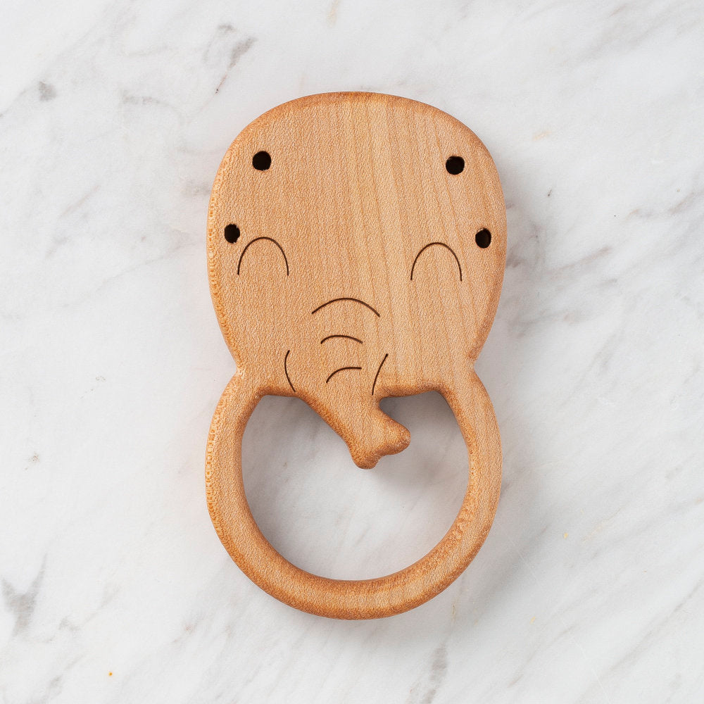 Hobi Baby Elephant Shaped Organic Wooden Teething Ring - DK028