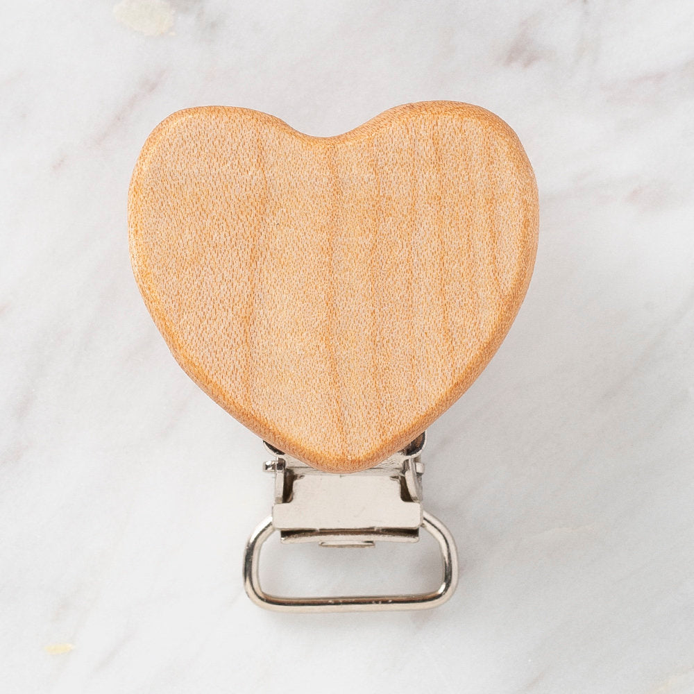 Hobi Baby Heart Shaped Organic Wooden Pacifier Clip - FK05