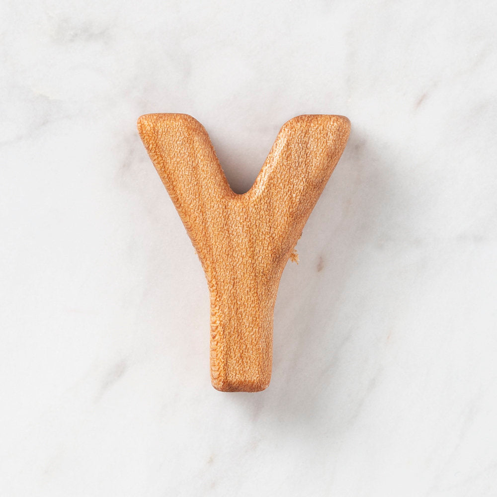 Loren Crafts Letter Shaped Organic Wooden Bead - Y