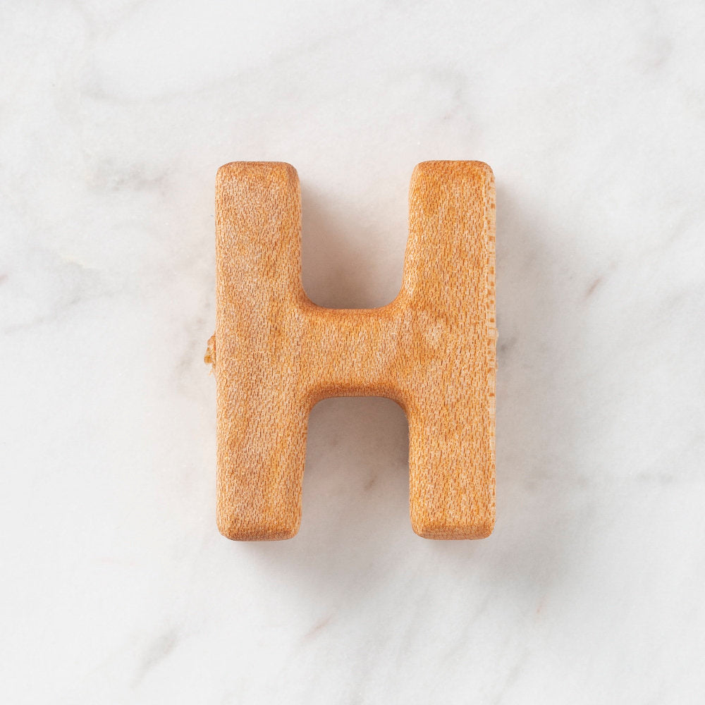 Loren Crafts Letter Shaped Organic Wooden Bead - H