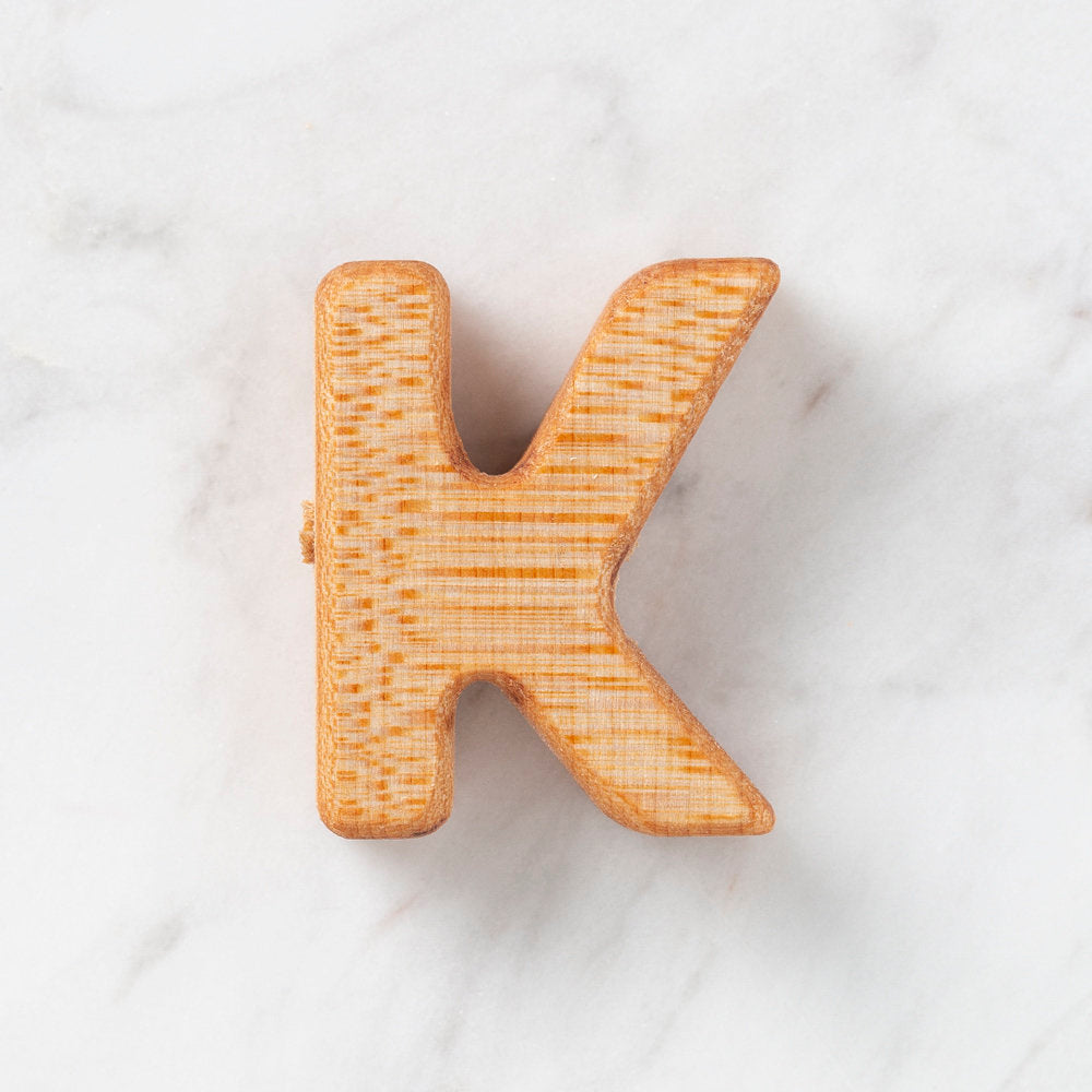 Loren Crafts Letter Shaped Organic Wooden Bead - K