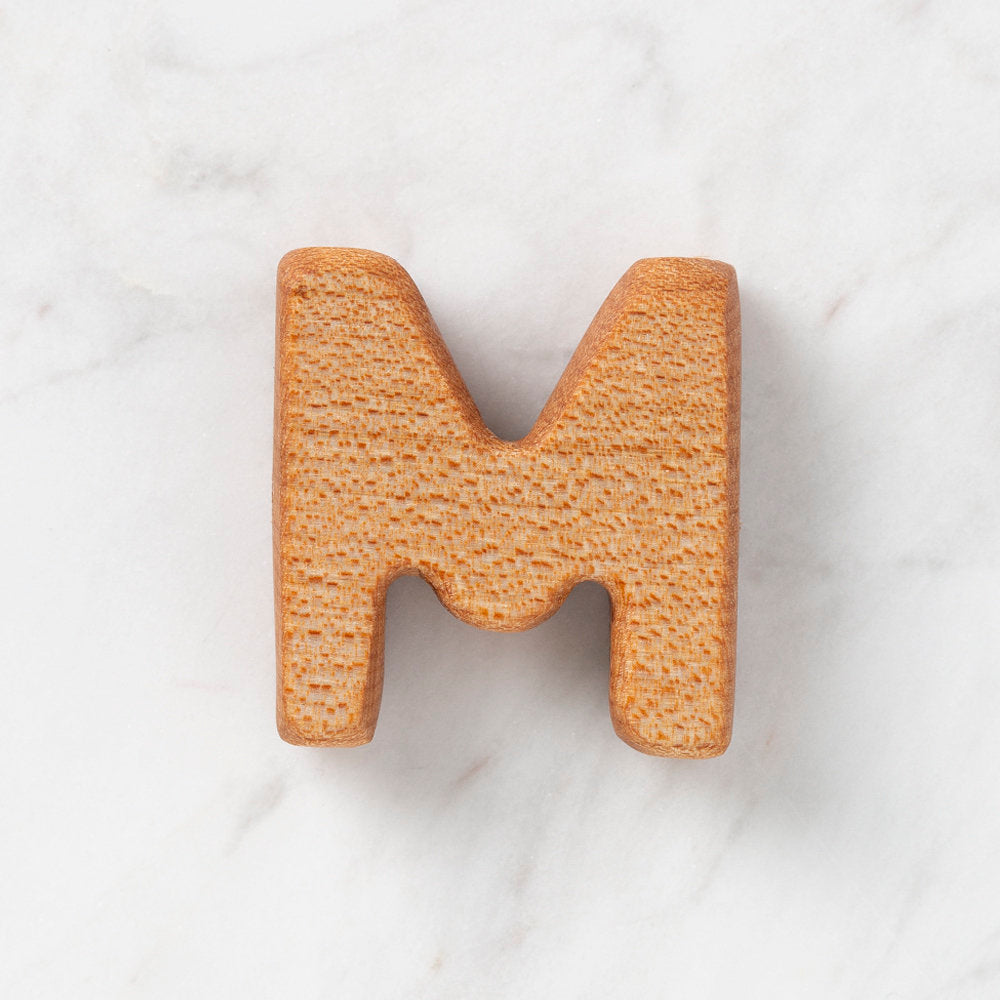 Loren Crafts Letter Shaped Organic Wooden Bead - M