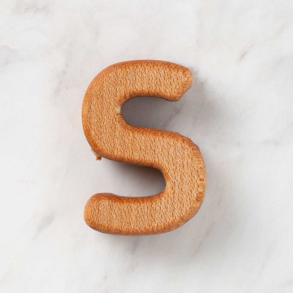 Loren Crafts Letter Shaped Organic Wooden Bead - S