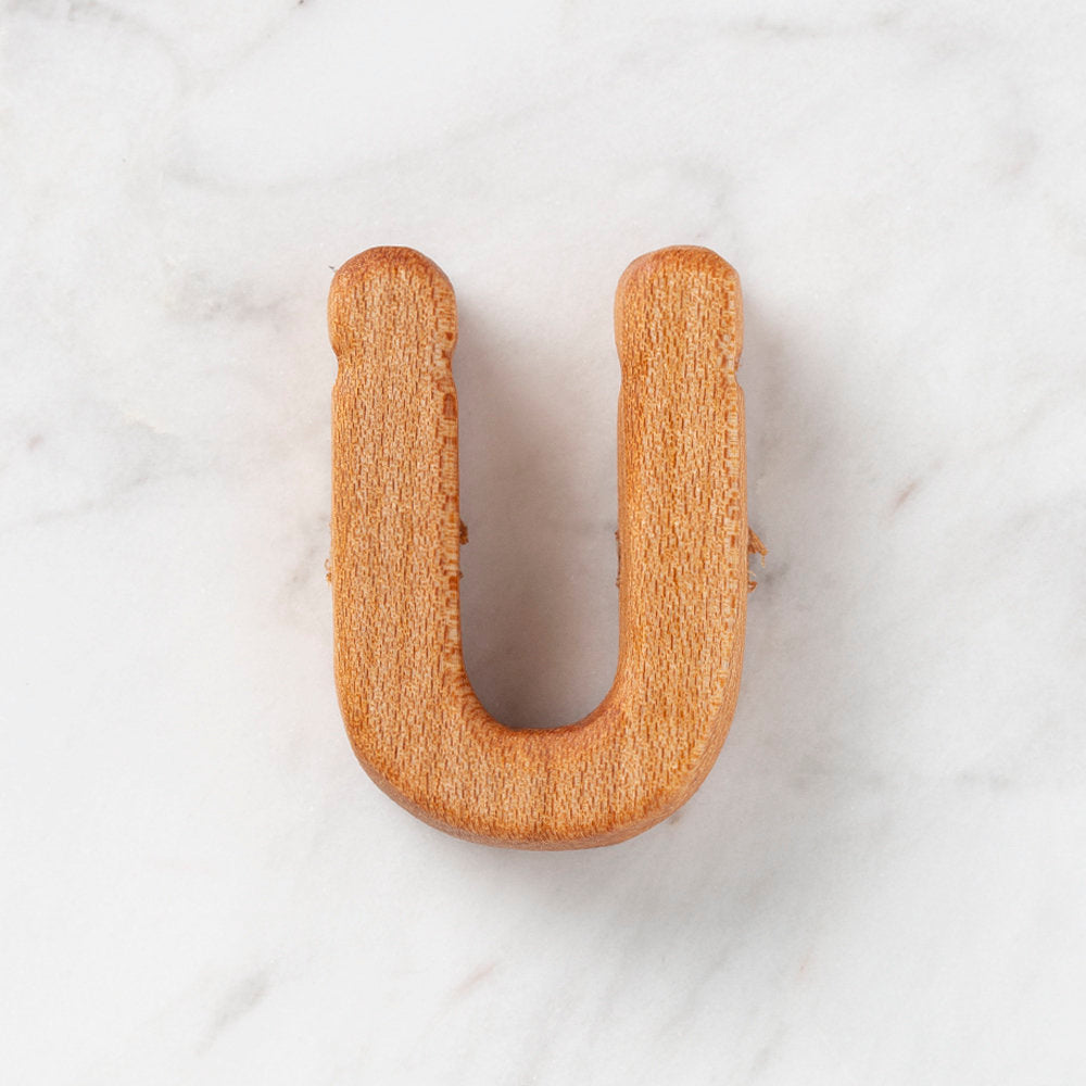 Loren Crafts Letter Shaped Organic Wooden Bead - U