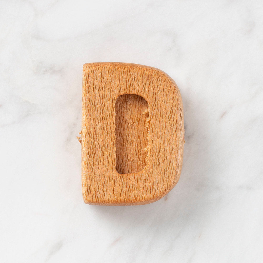 Loren Crafts Letter Shaped Organic Wooden Bead - D