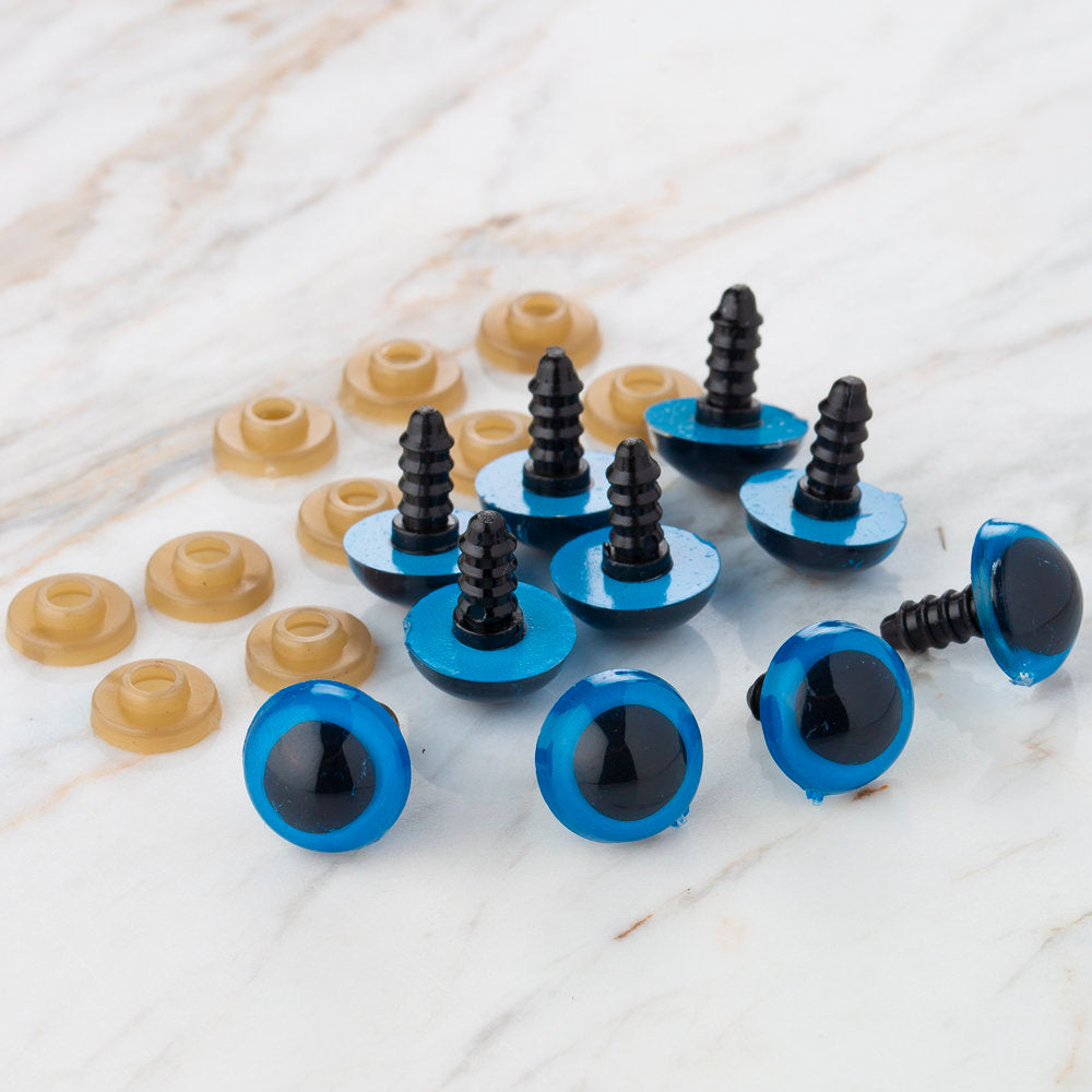 Loren 14 mm 5 Pairs Amigurumi Safety Plastic Eyes, Blue