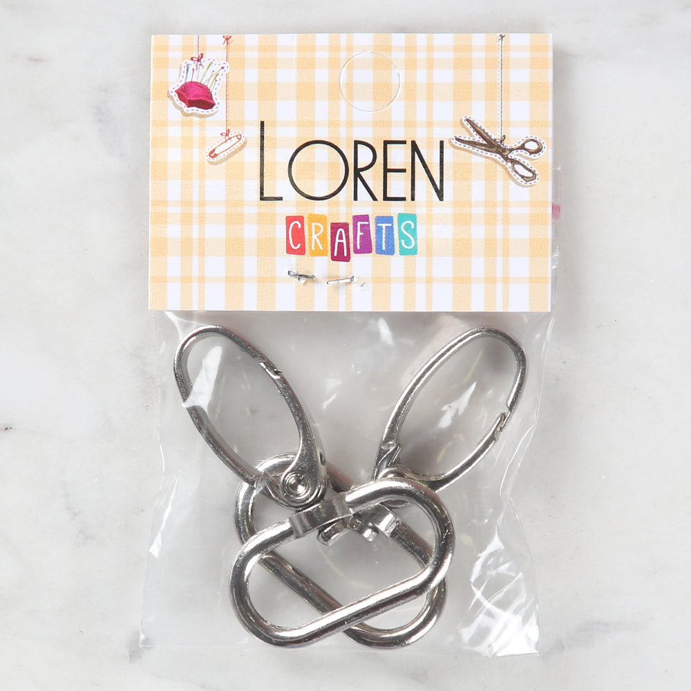 Loren 3 cm Silver Macrame Keyring with Clasp (2 pcs)