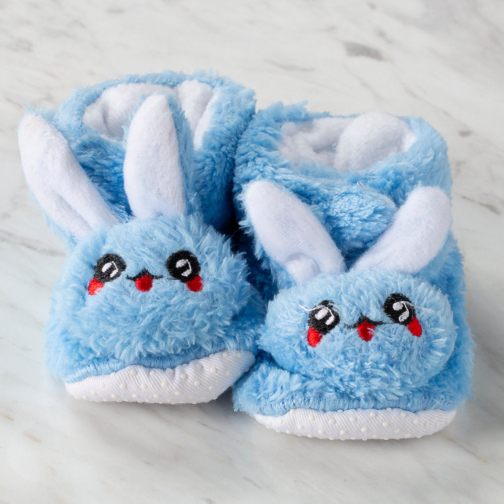 Loren Baby Booties, Blue Bunny