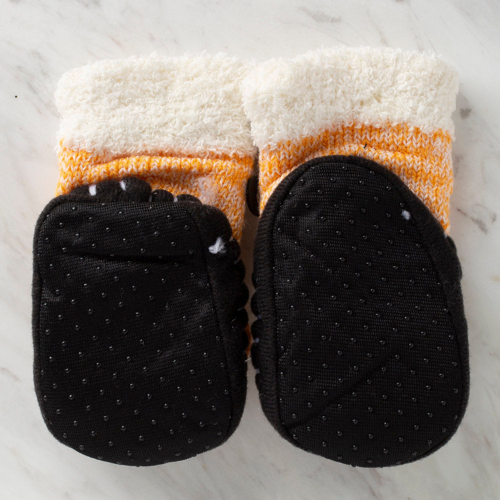 Loren Baby Booties, Knitted Orange Lion