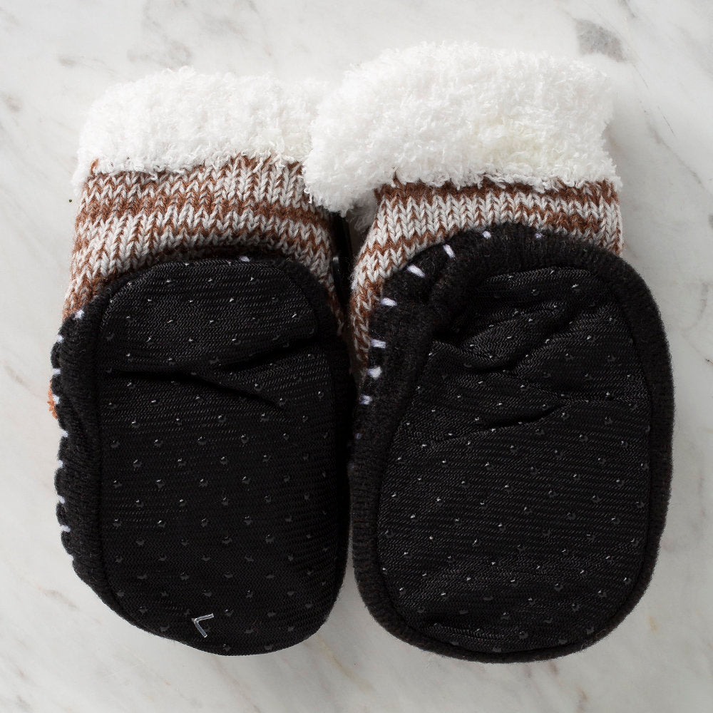 Loren Baby Booties, Knitted Brown Bear