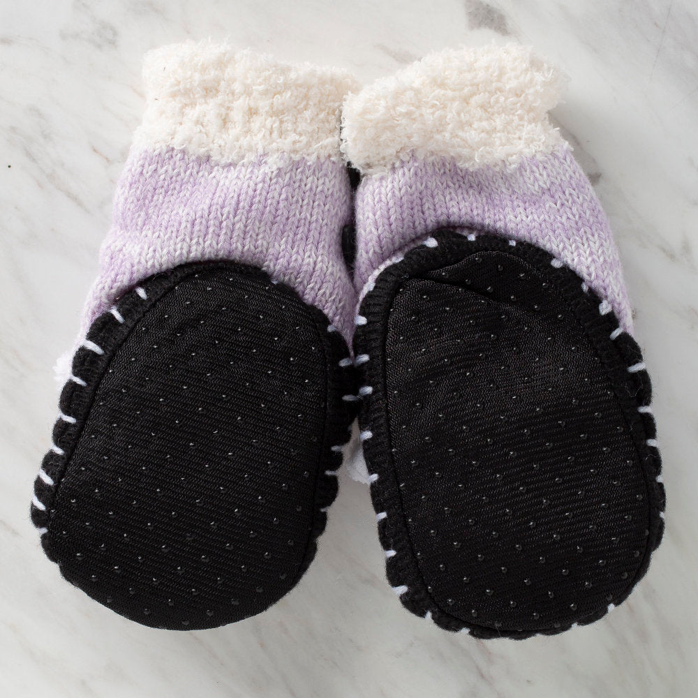 Loren Baby Booties, Knitted Lilac Cow