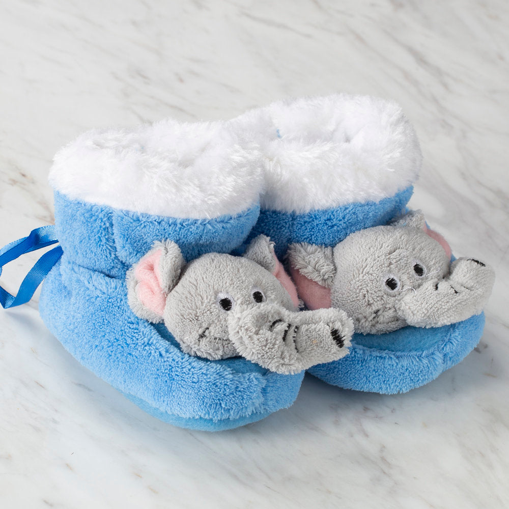 Loren Baby Booties, Blue Elephant - Large